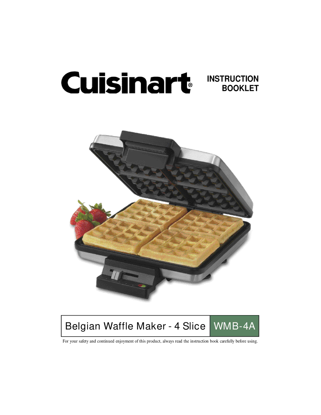 Cuisinart manual Belgian Waffle Maker 4 Slice WMB-4A 