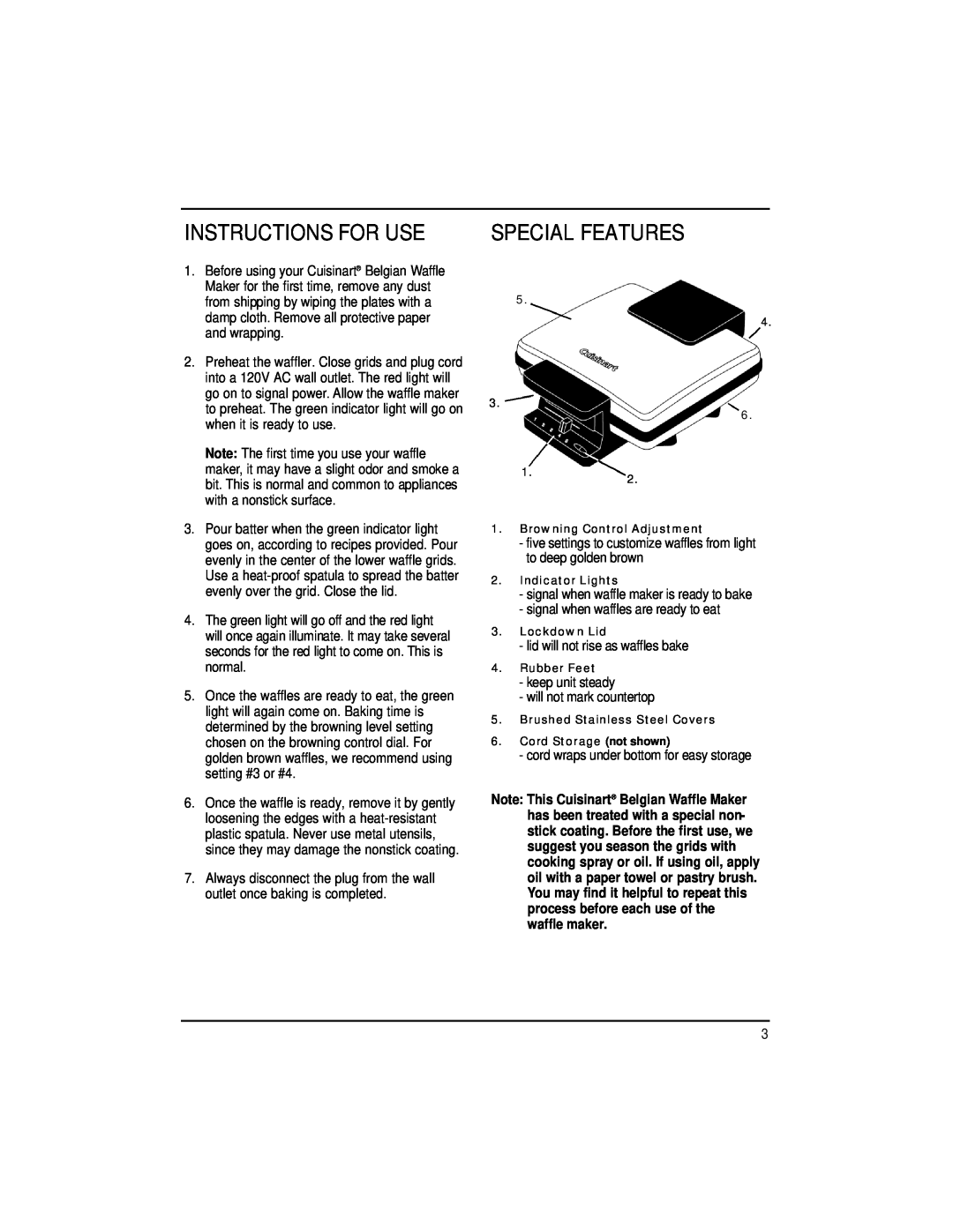 Cuisinart WMB-4A manual Instructions For Use, Special Features 