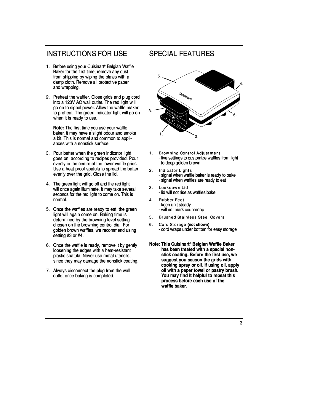 Cuisinart WMB-4AC manual Instructions For Use, Special Features 