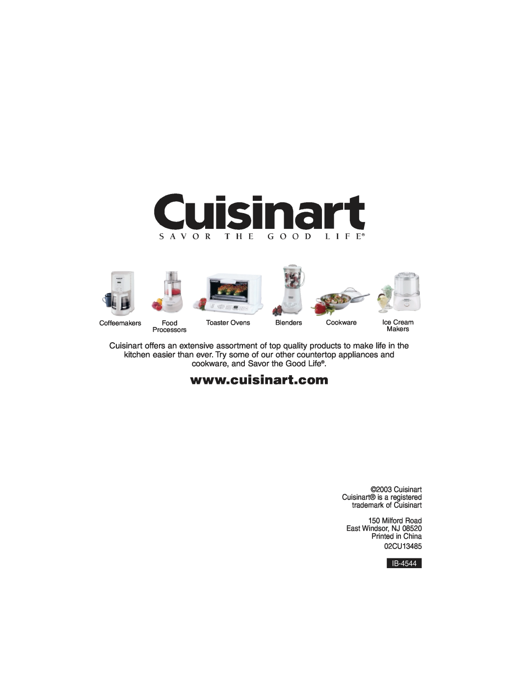 Cuisinart WMR-H manual cookware, and Savor the Good Life 