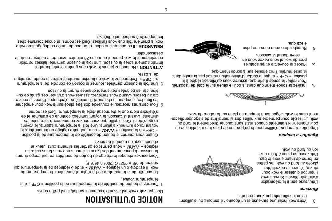 Cuisinart WOK-703C manual Pour wok le d’utiliser l’intention 