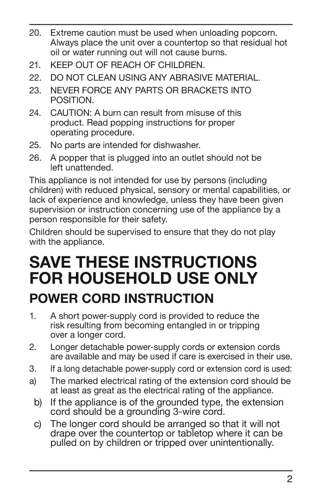 Cuisinart WPM-25A manual Save These Instructions for Household USE only 