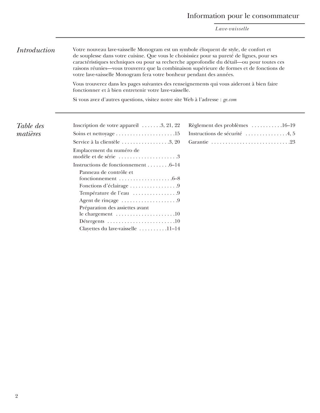 Cuisine-Cookware ZBD0710, ZBD6800, ZBD6880, ZBD6890, ZBD0700 manual Information pour le consommateur, Table des matières 