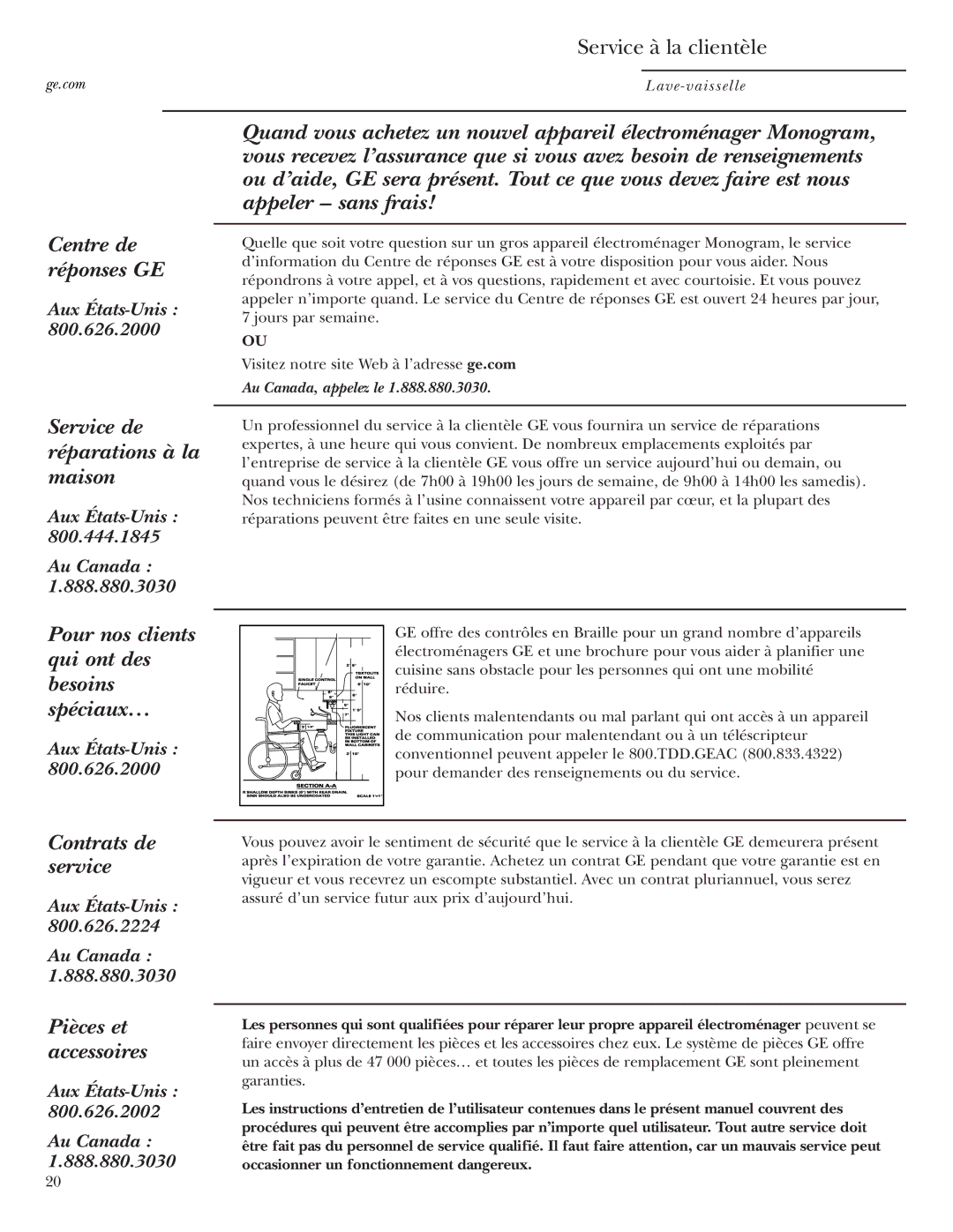Cuisine-Cookware ZBD0700, ZBD6800, ZBD0710, ZBD6880, ZBD6890 manual Service à la clientèle, Au Canada, appelez le 