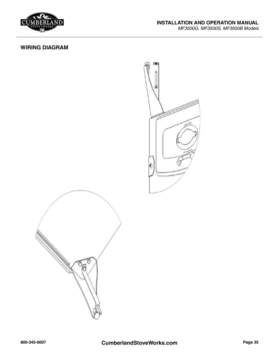 Cumberland Stove Works OMMF3500 warranty Wiring Diagram 