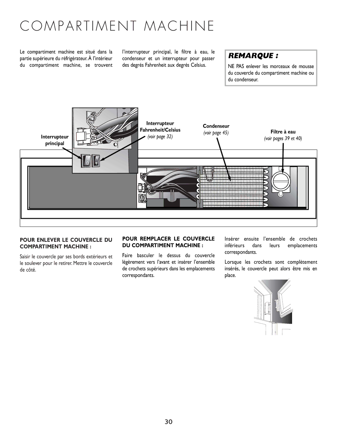 Cuno 111405-1 manual M P a R T I M E N T M a C H I N E, Pour Enlever LE Couvercle DU Compartiment Machine 