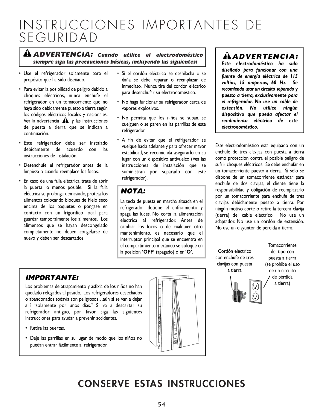 Cuno 111405-1 manual Advertencia, Retire las puertas 