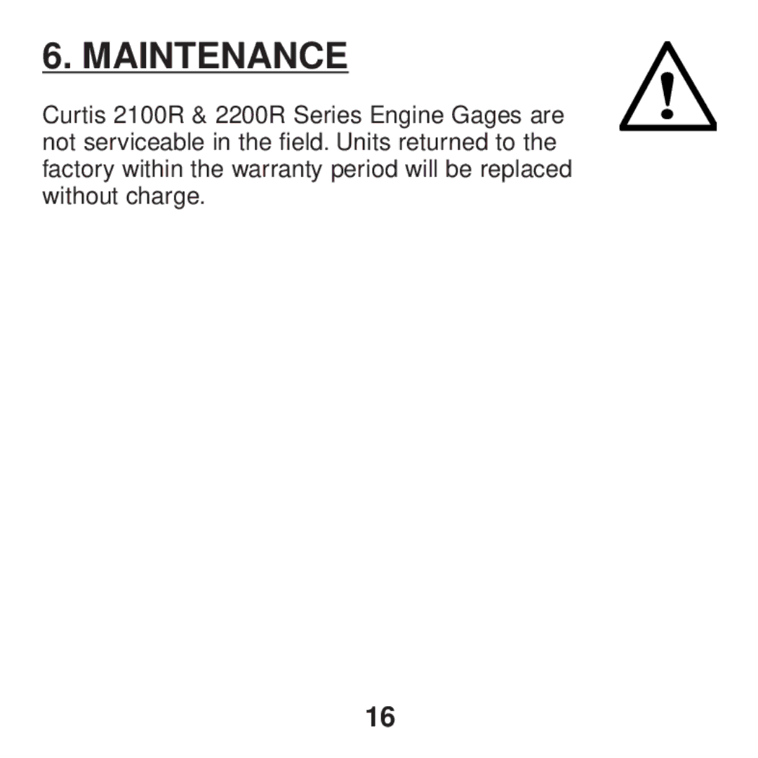 Curtis 2100R, 2200R manual Maintenance 