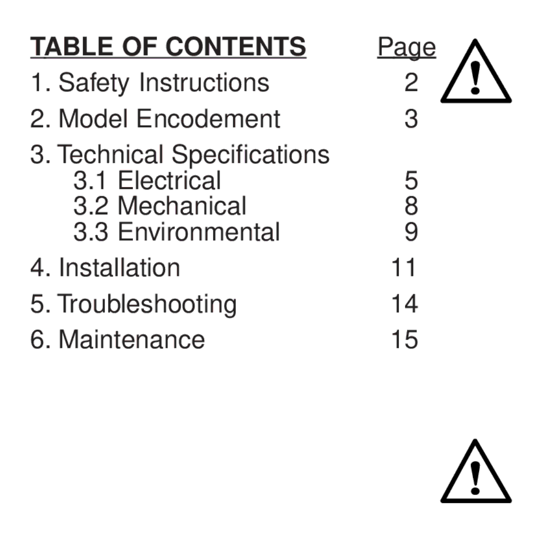 Curtis 2200R, 2100R manual Table of Contents 