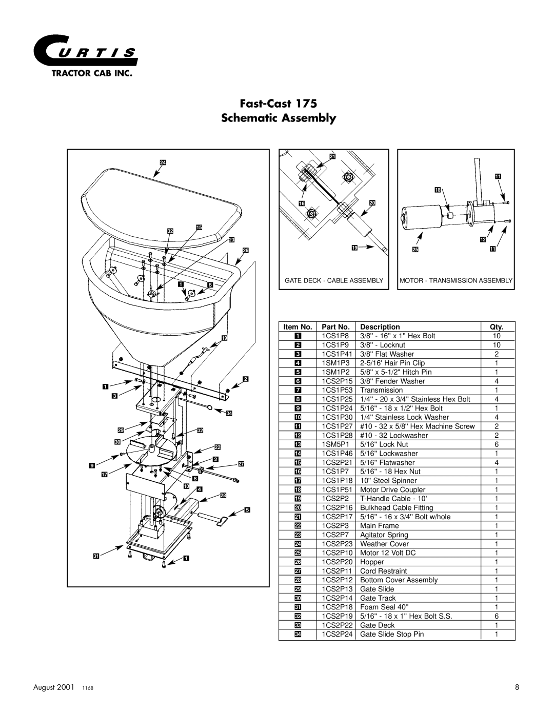 Curtis 175, 3000, 2000, 4000 owner manual Fast-Cast Schematic Assembly 