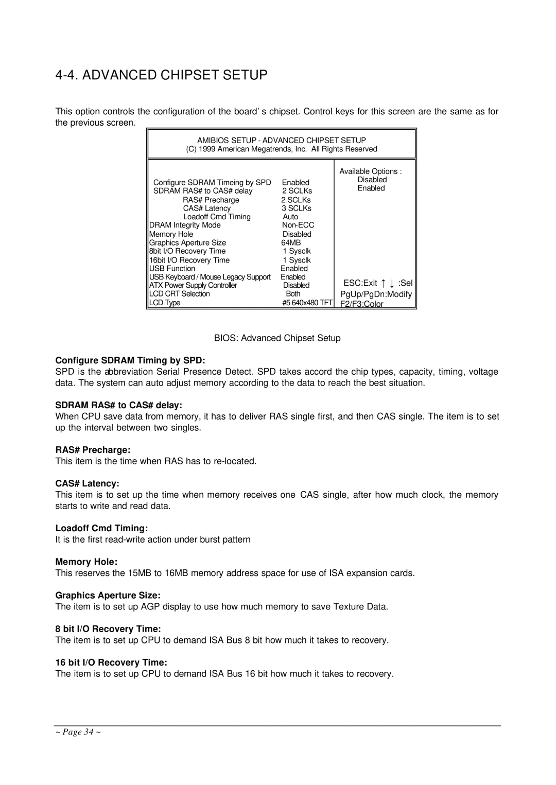 Curtis AR-B1682 operation manual Advanced Chipset Setup 