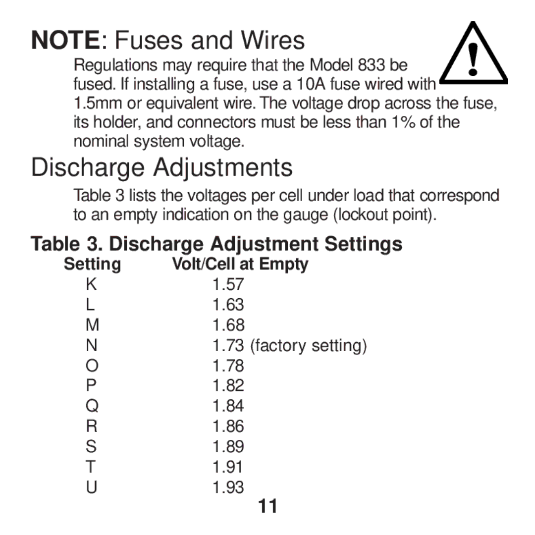 Curtis Computer 833 manual Discharge Adjustments, Setting 