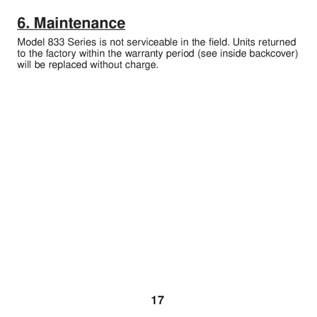 Curtis Computer 833 manual Maintenance 