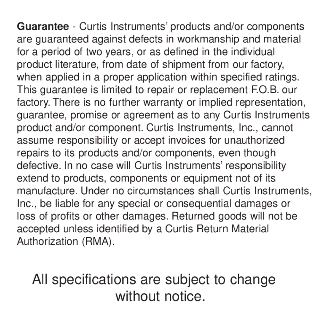 Curtis Computer 833 manual All specifications are subject to change Without notice 