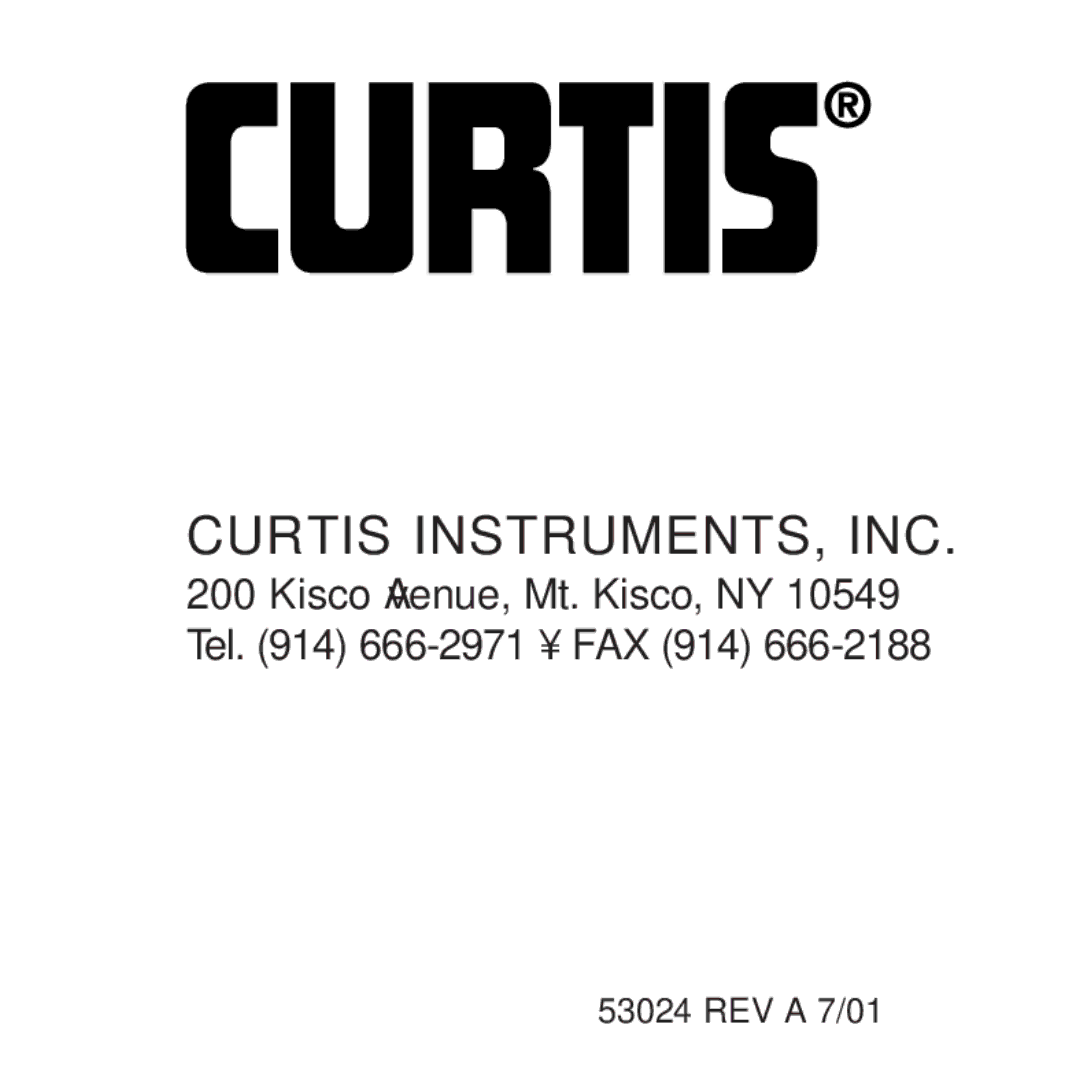 Curtis Computer 833 manual Curtis INSTRUMENTS, INC, Kisco Avenue, Mt. Kisco, NY 10549 Tel 666-2971 FAX 914 