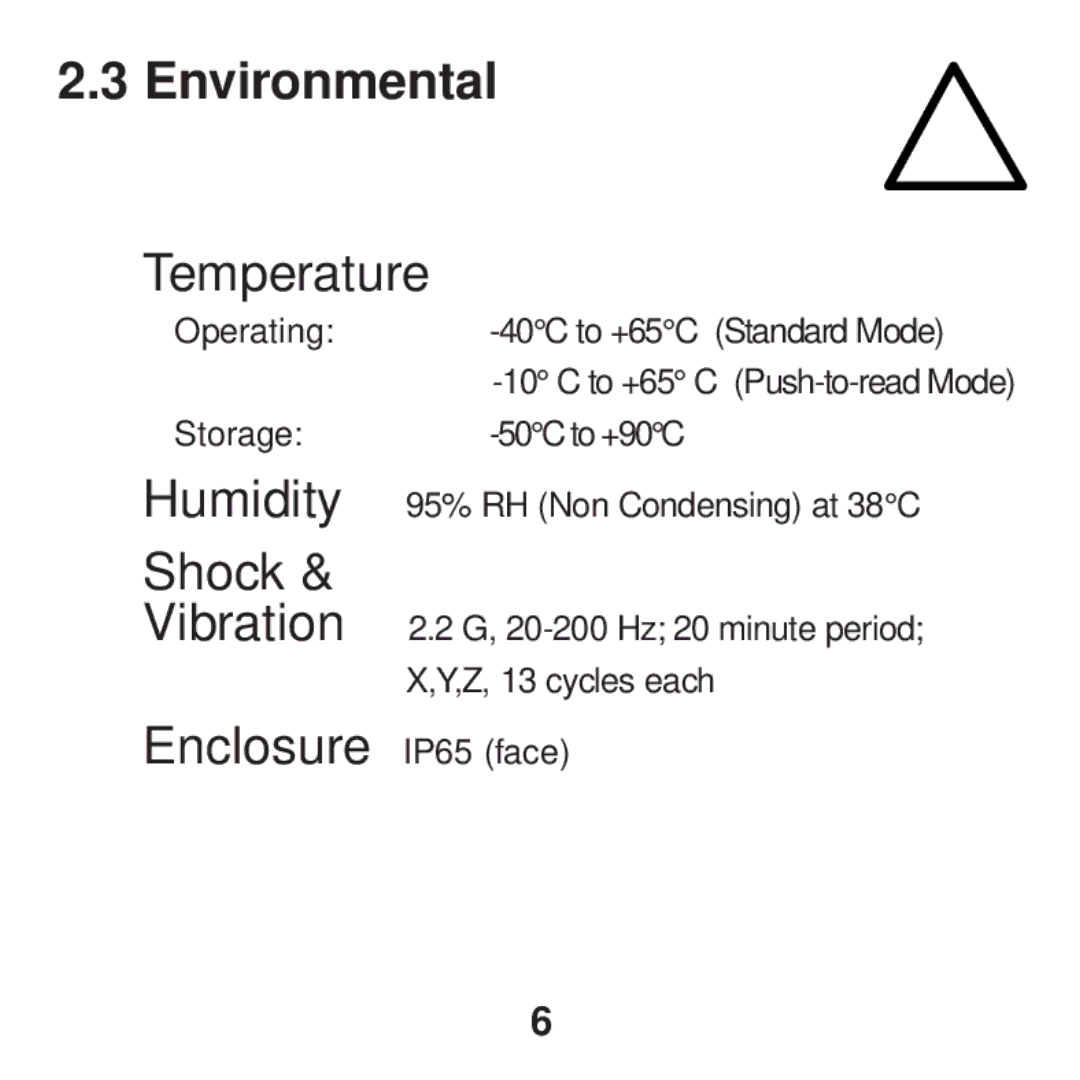 Curtis Computer 833 manual Environmental, Temperature, Shock 