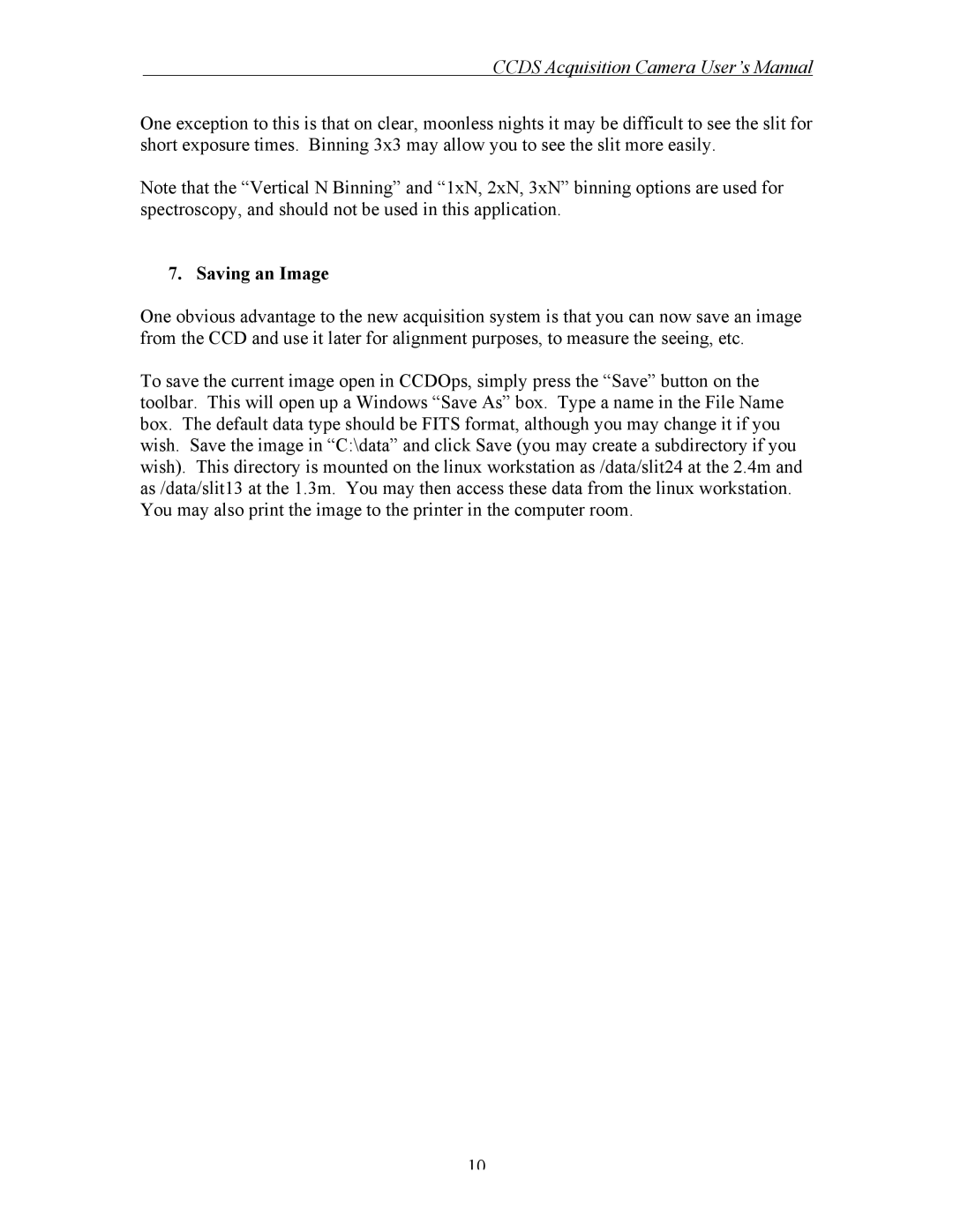 Curtis Computer CCDS user manual Ccds Acquisition Camera User’s Manual 