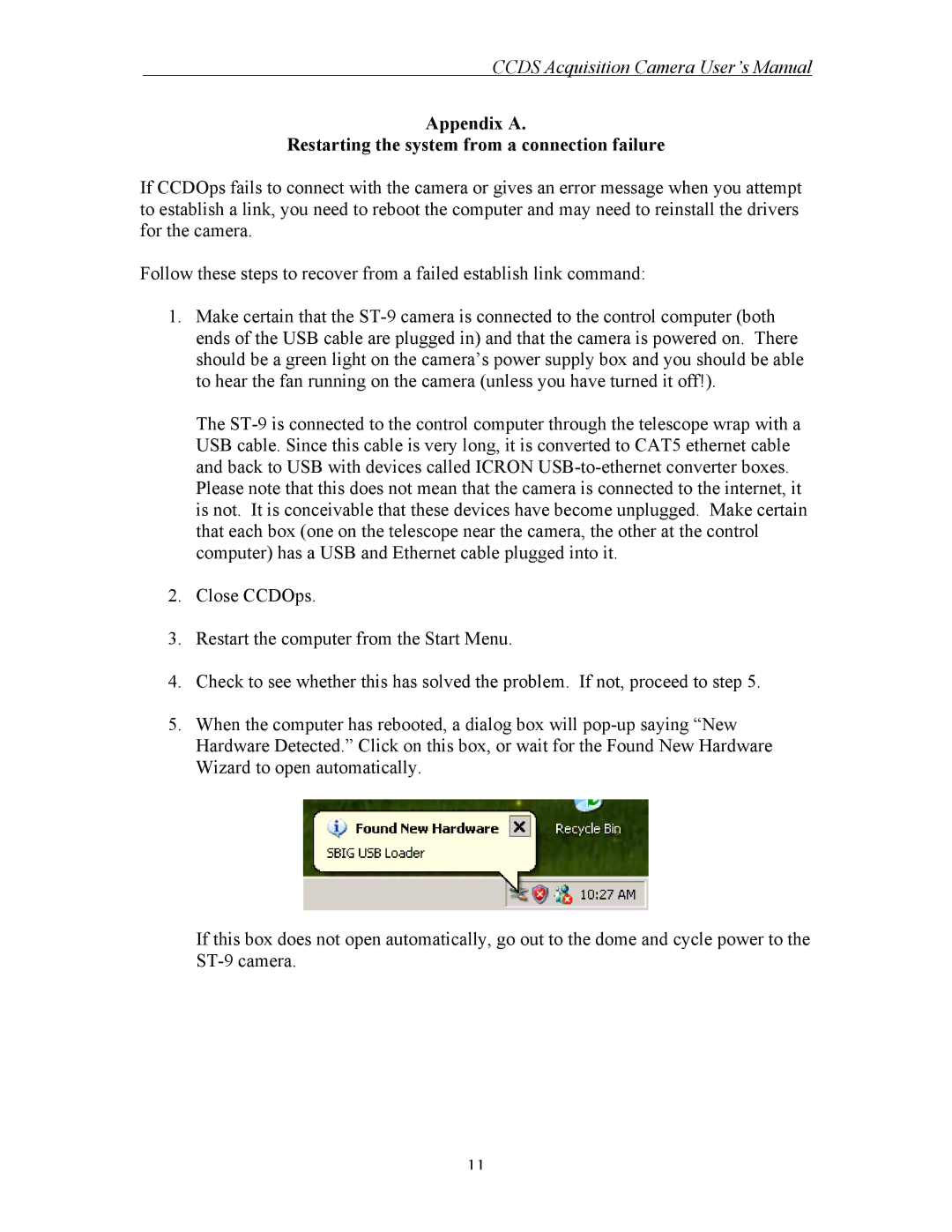 Curtis Computer CCDS user manual Ccds Acquisition Camera User’s Manual 