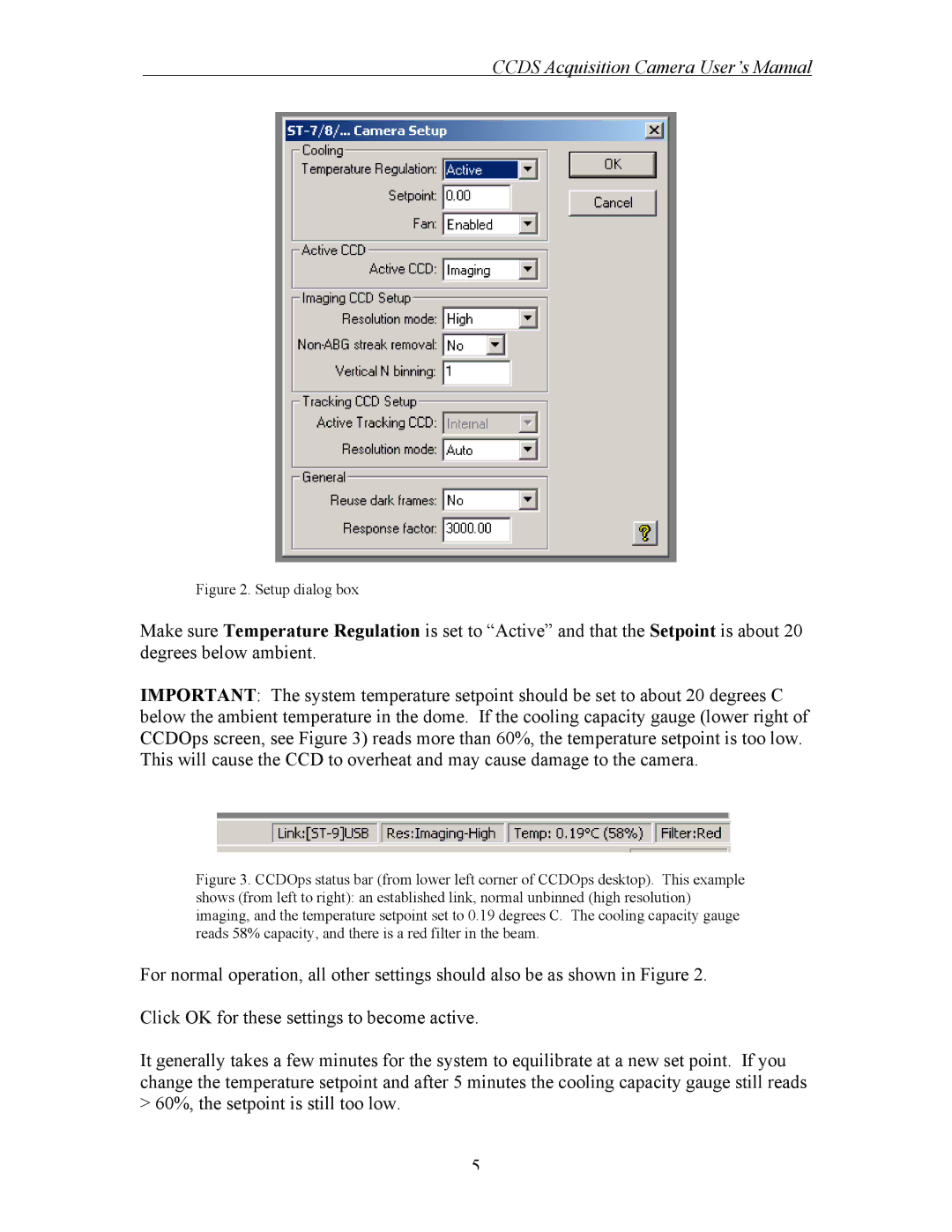 Curtis Computer CCDS user manual Setup dialog box 