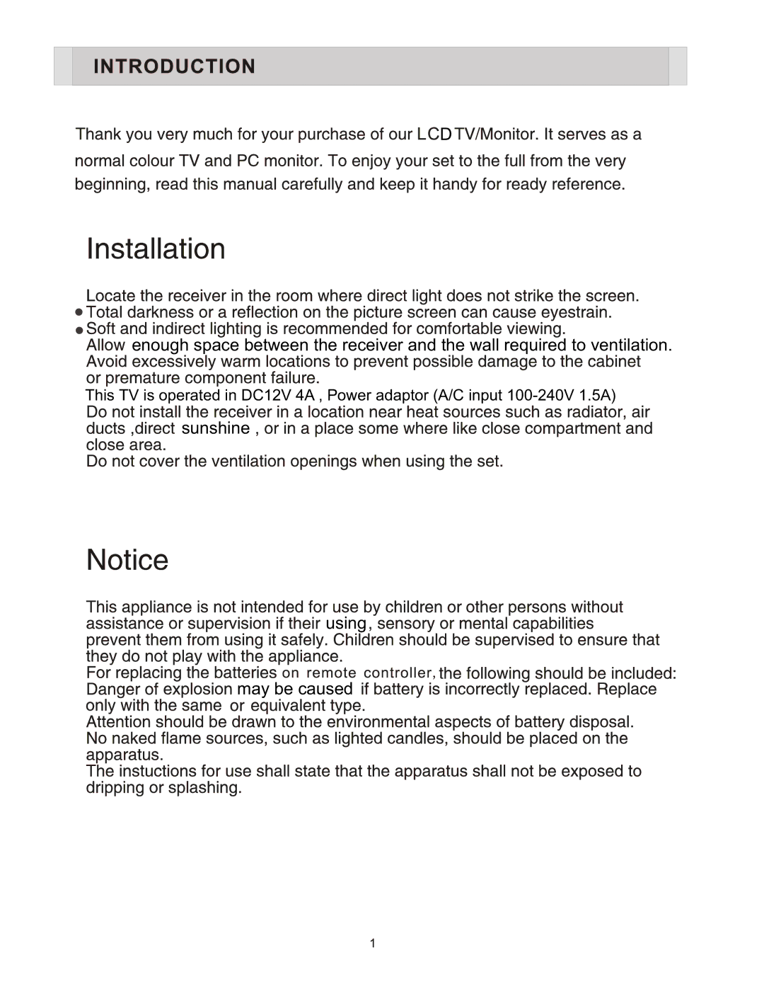 Curtis Computer LCD1701A manual Sunshine Using May be caused 