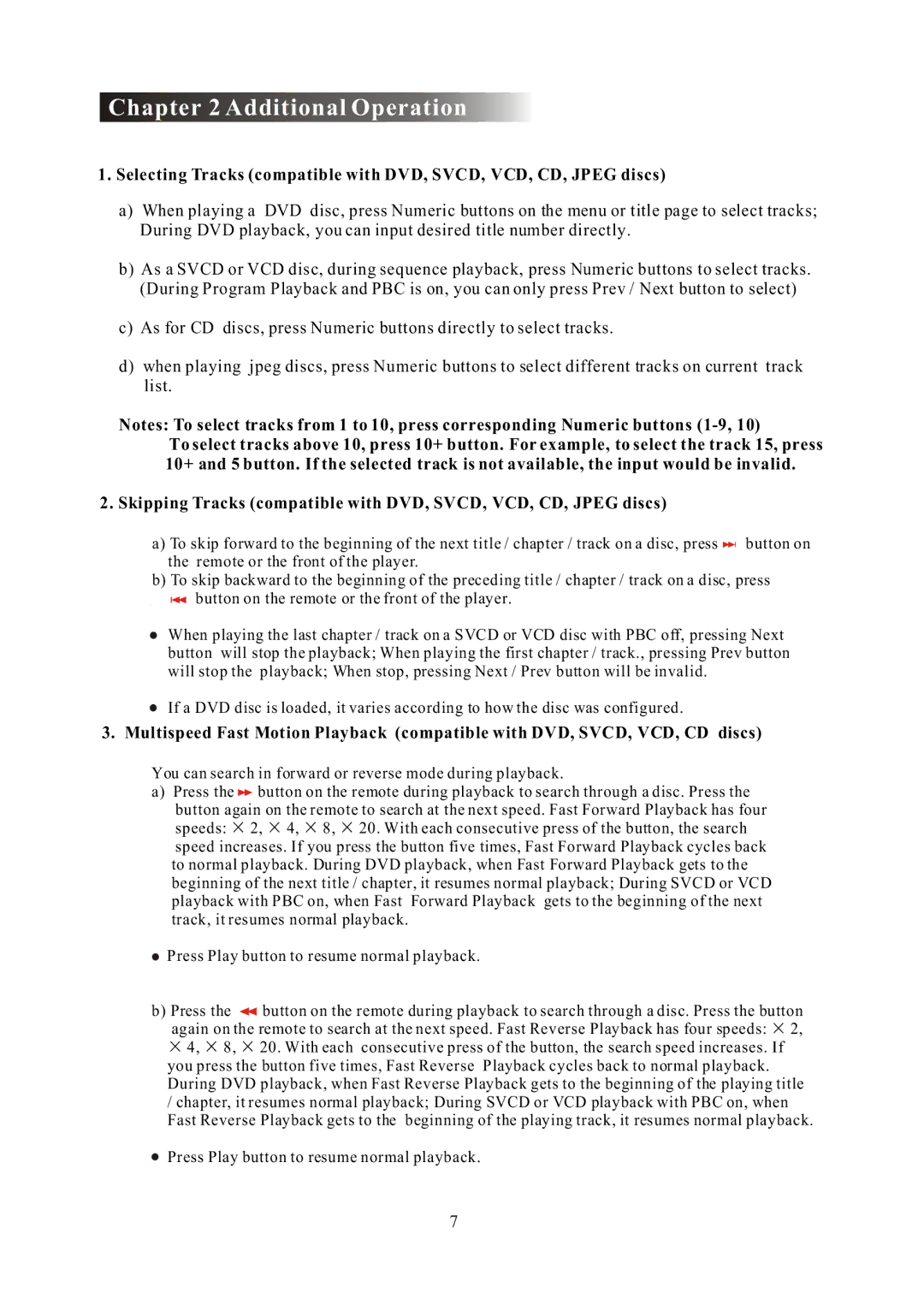 Curtis DVD 1084 user manual Additional Operation 