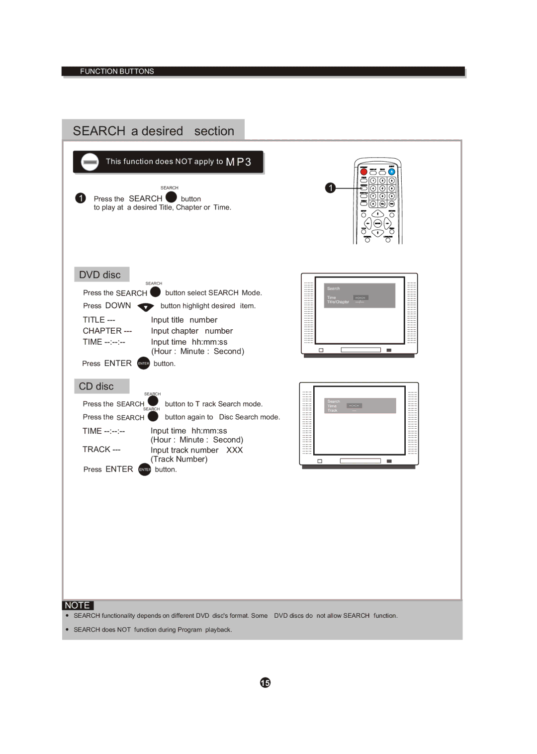 Curtis DVD DVD1072 instruction manual Search a desired section 