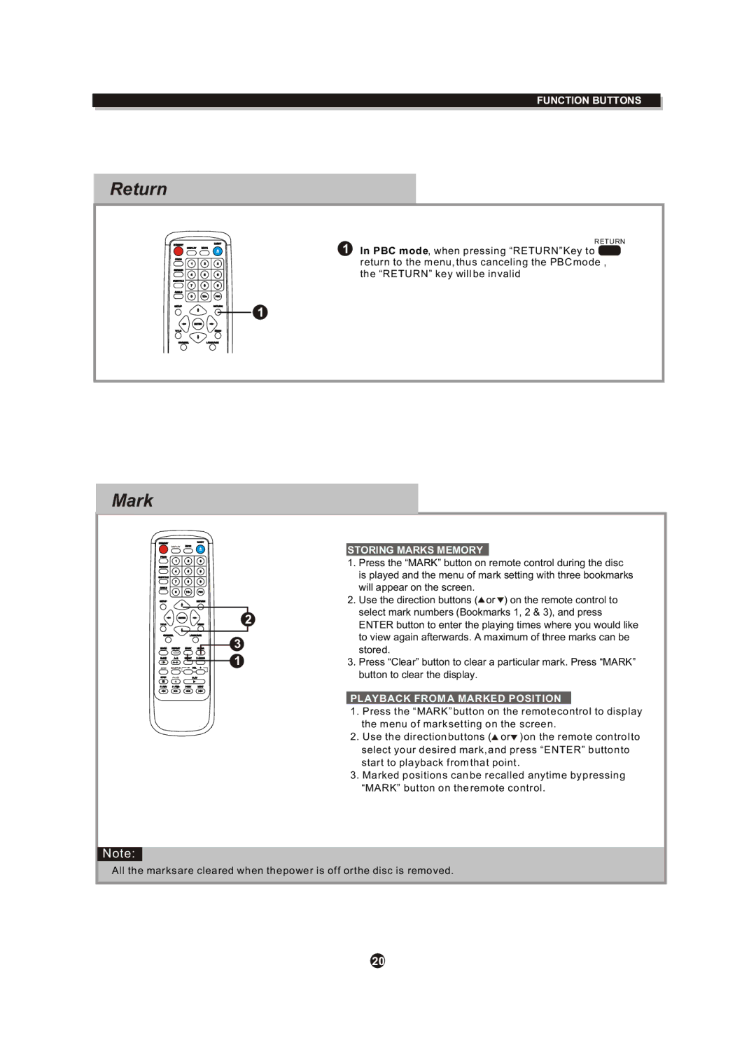 Curtis DVD DVD1072 instruction manual Return, Mark 