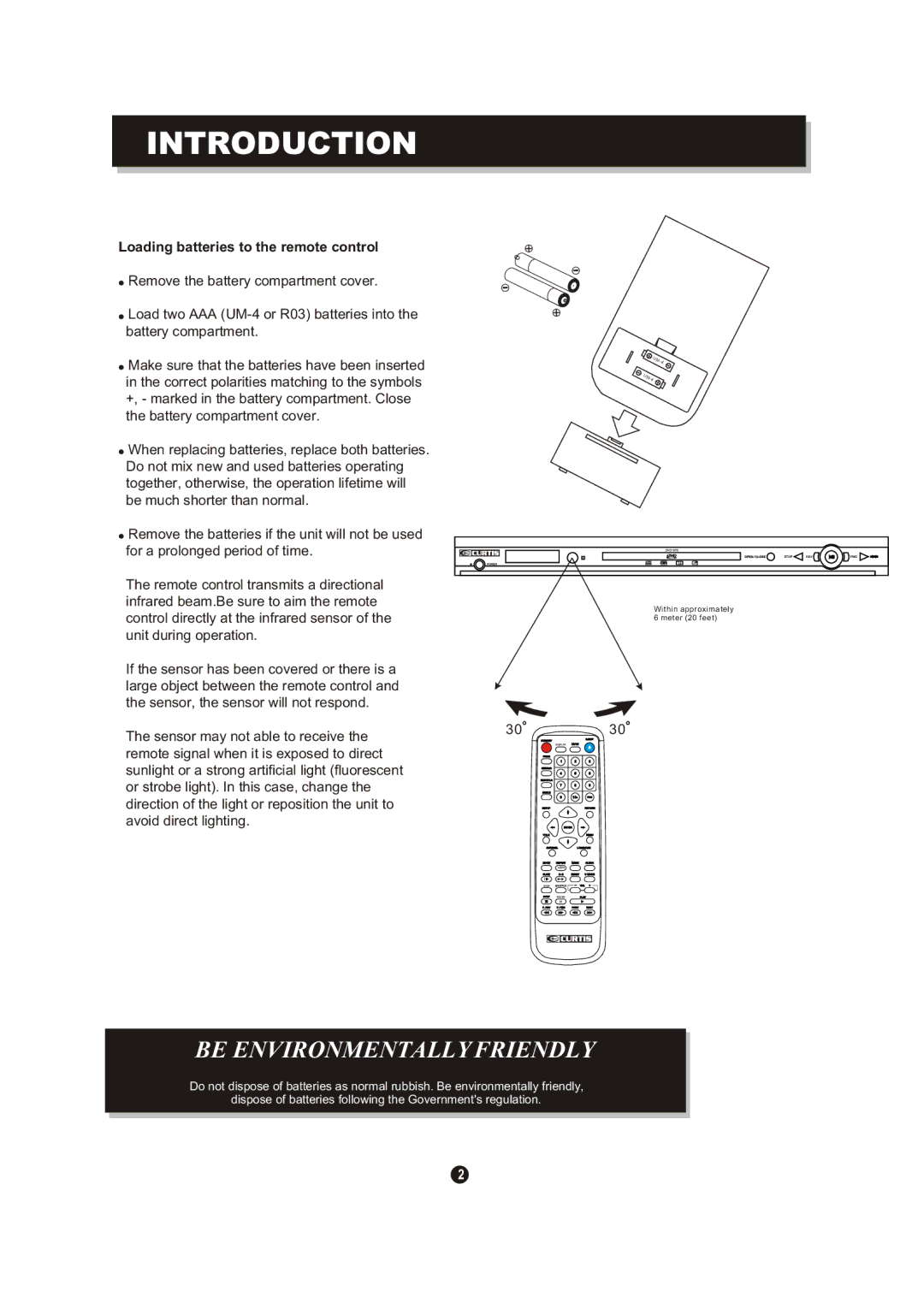 Curtis DVD DVD1072 instruction manual Introduction 