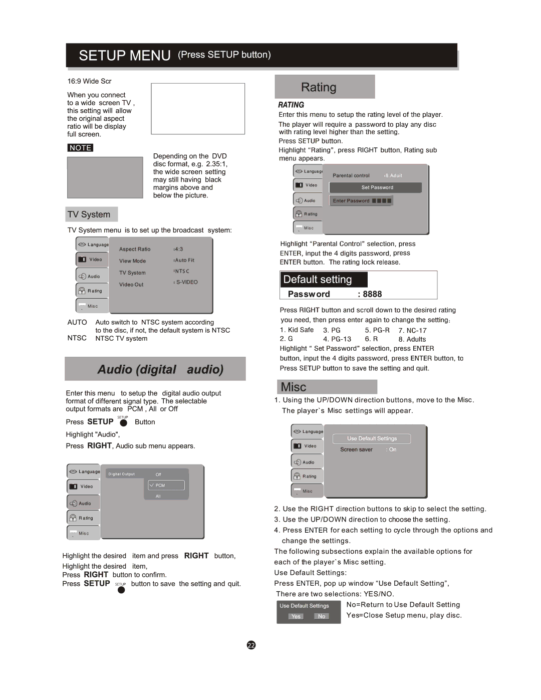 Curtis DVD1053 manual Right 