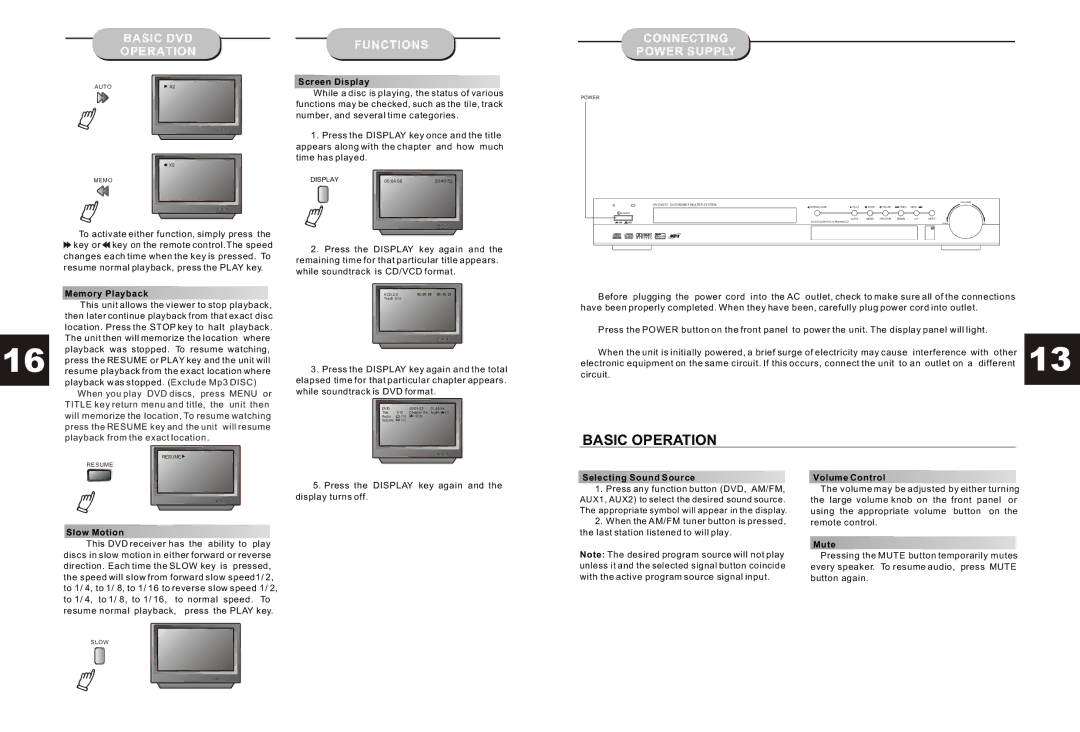 Curtis DVD1073 instruction manual Basic DVD Operation, Connecting Power Supply 