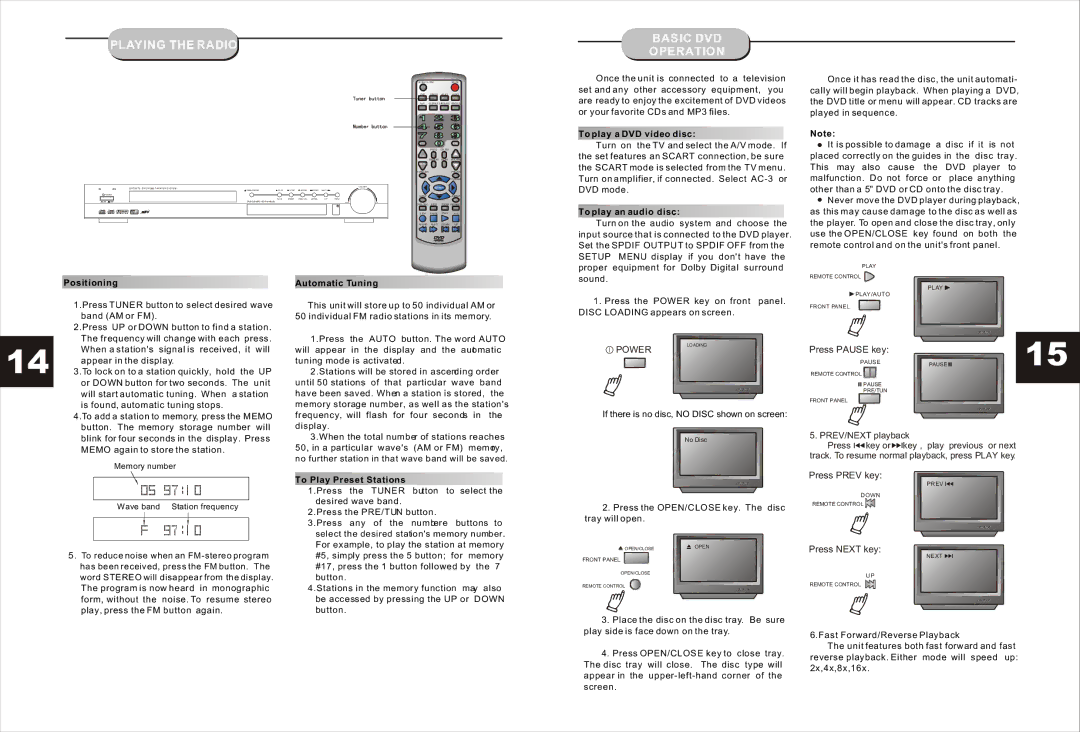 Curtis DVD1073 instruction manual Playing the Radio 