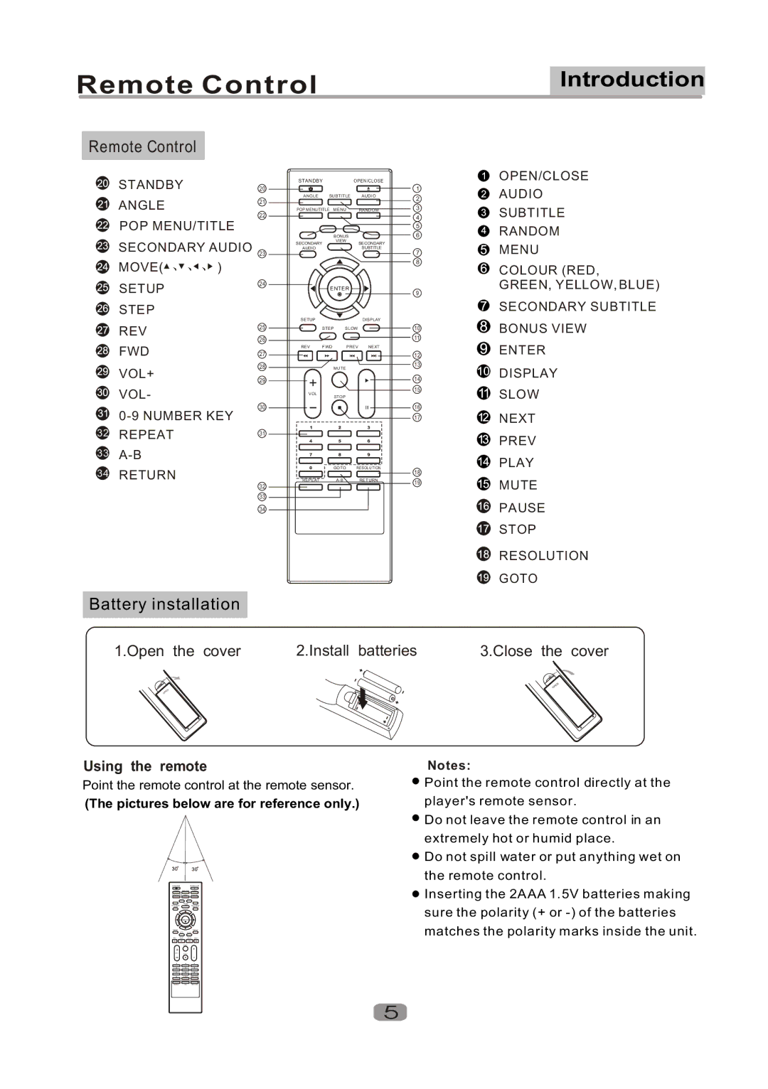 Curtis DVD1100 user manual Remote Control, Using the remote 