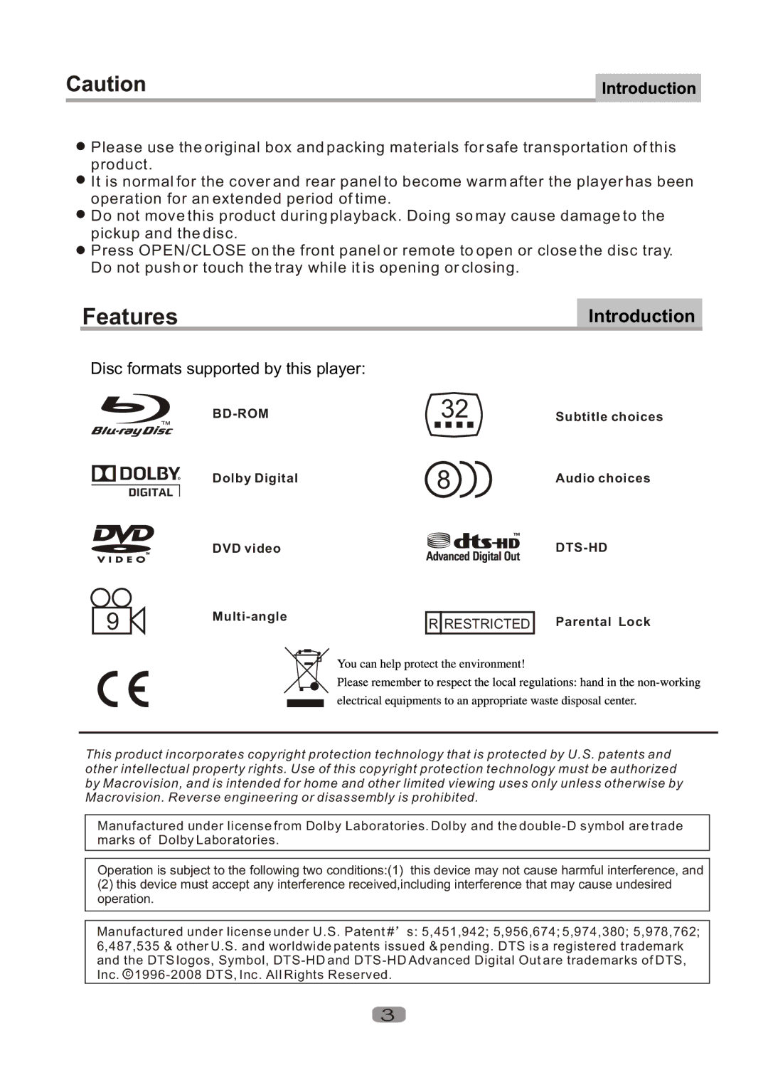 Curtis DVD1100UK user manual Features 