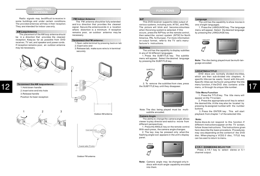 Curtis DVD5038 instruction manual Connecting Antenna, Locating a Title, Donmixing Selector 