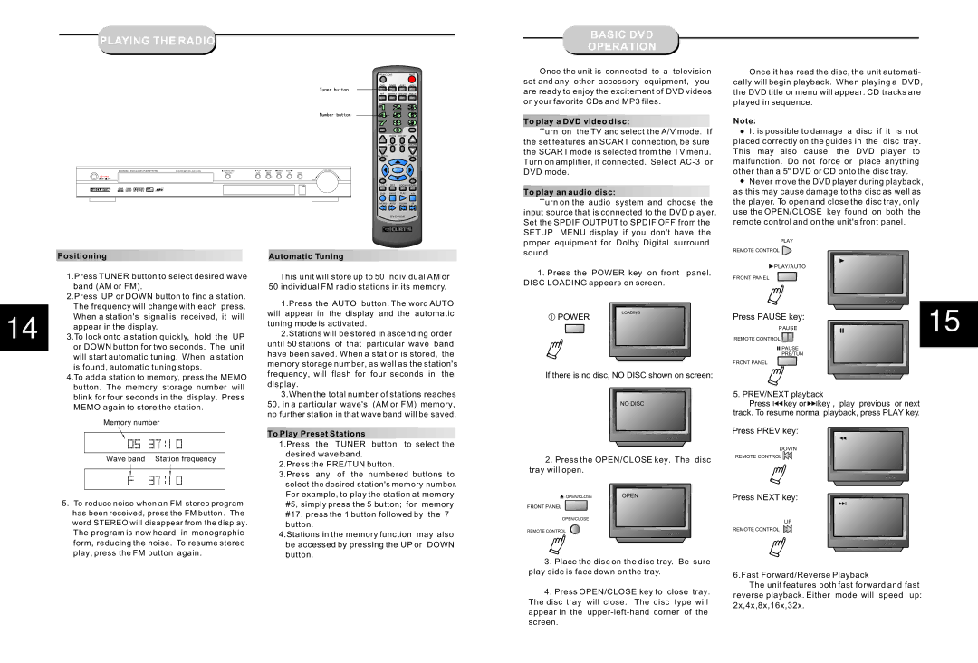 Curtis DVD5038 instruction manual Playing the Radio 