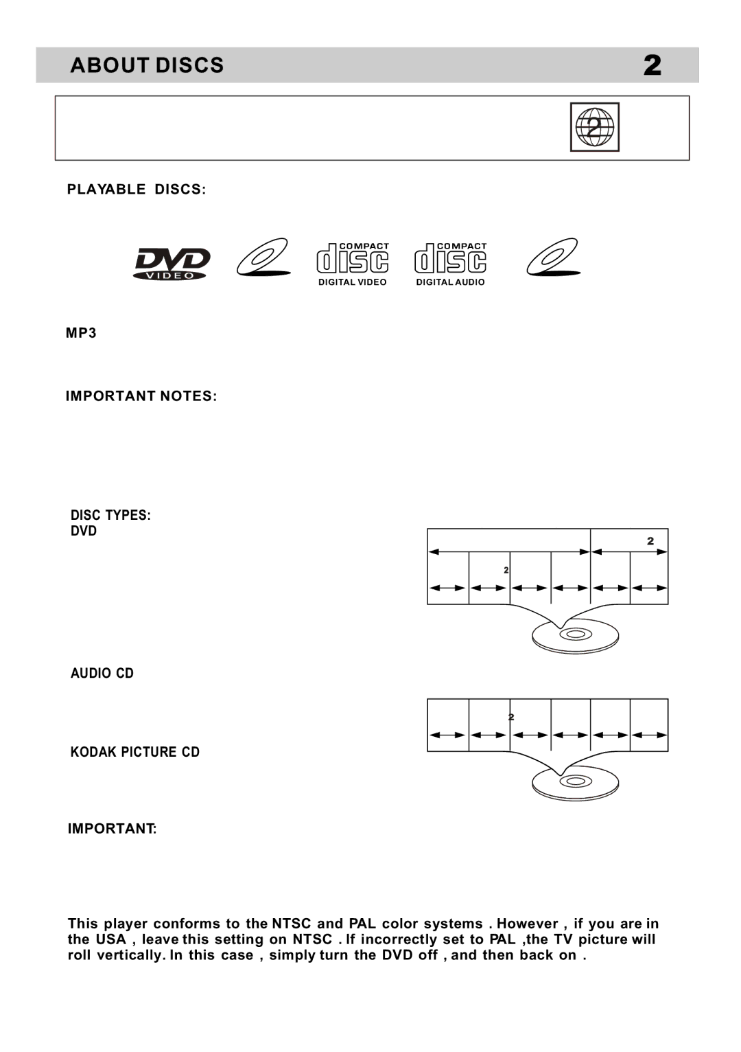 Curtis DVD5091UK user manual About Discs 