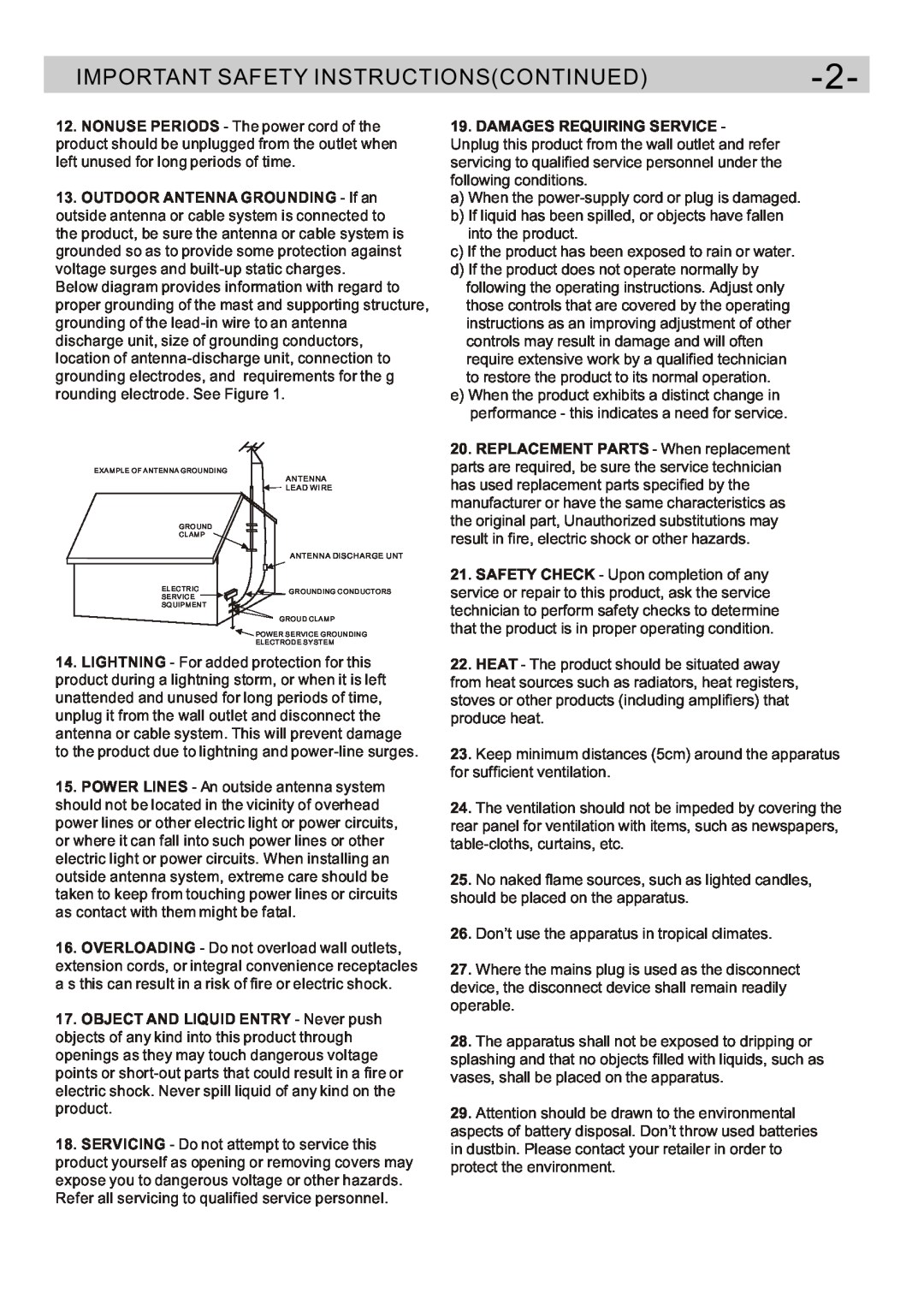 Curtis DVD5091UK user manual Important Safety Instructionscontinued 