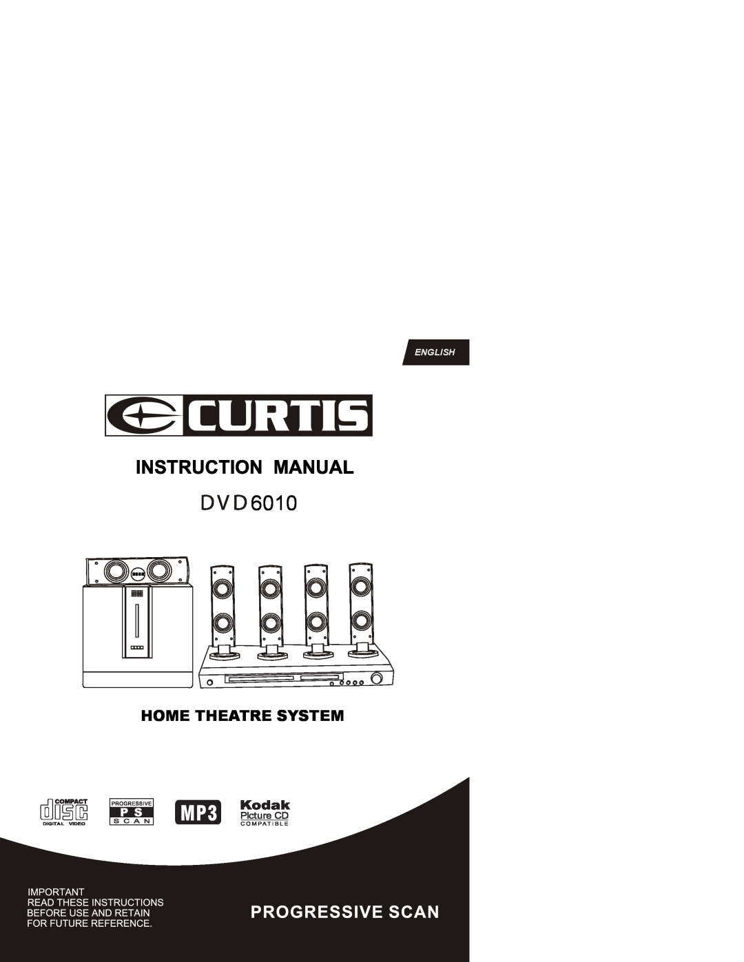 Curtis DVD6010 manual Home Theatre System, English 