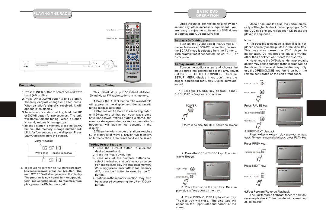 Curtis DVD6040 instruction manual Playing the Radio 