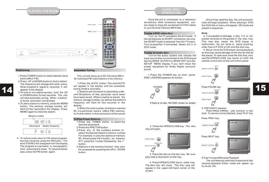 Curtis DVD6041 instruction manual Playing the Radio 