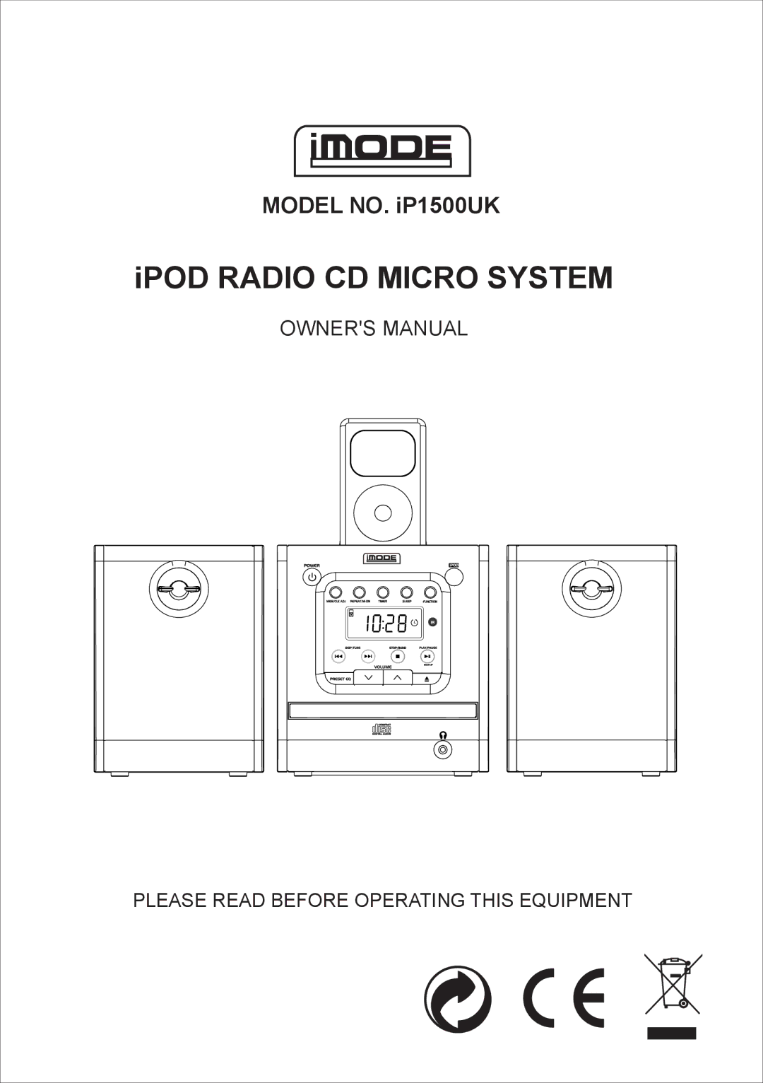 Curtis IP1500UK owner manual IPOD Radio CD Micro System 