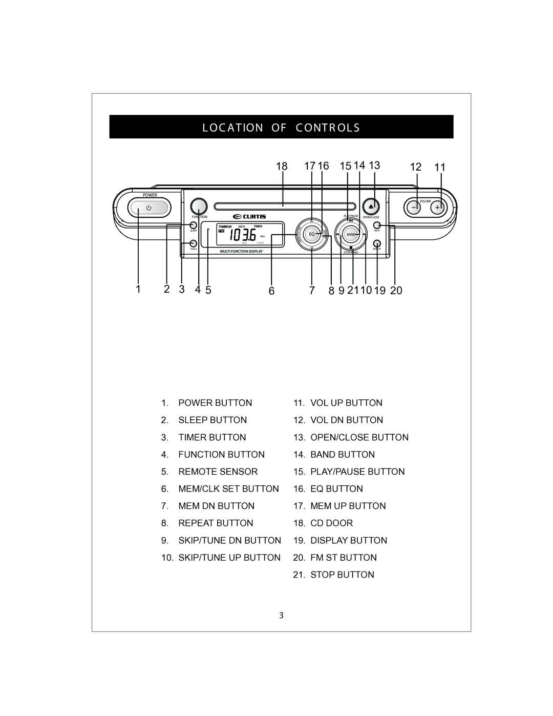 Curtis KCR2609 owner manual Ont R Ol S, 2110 19 