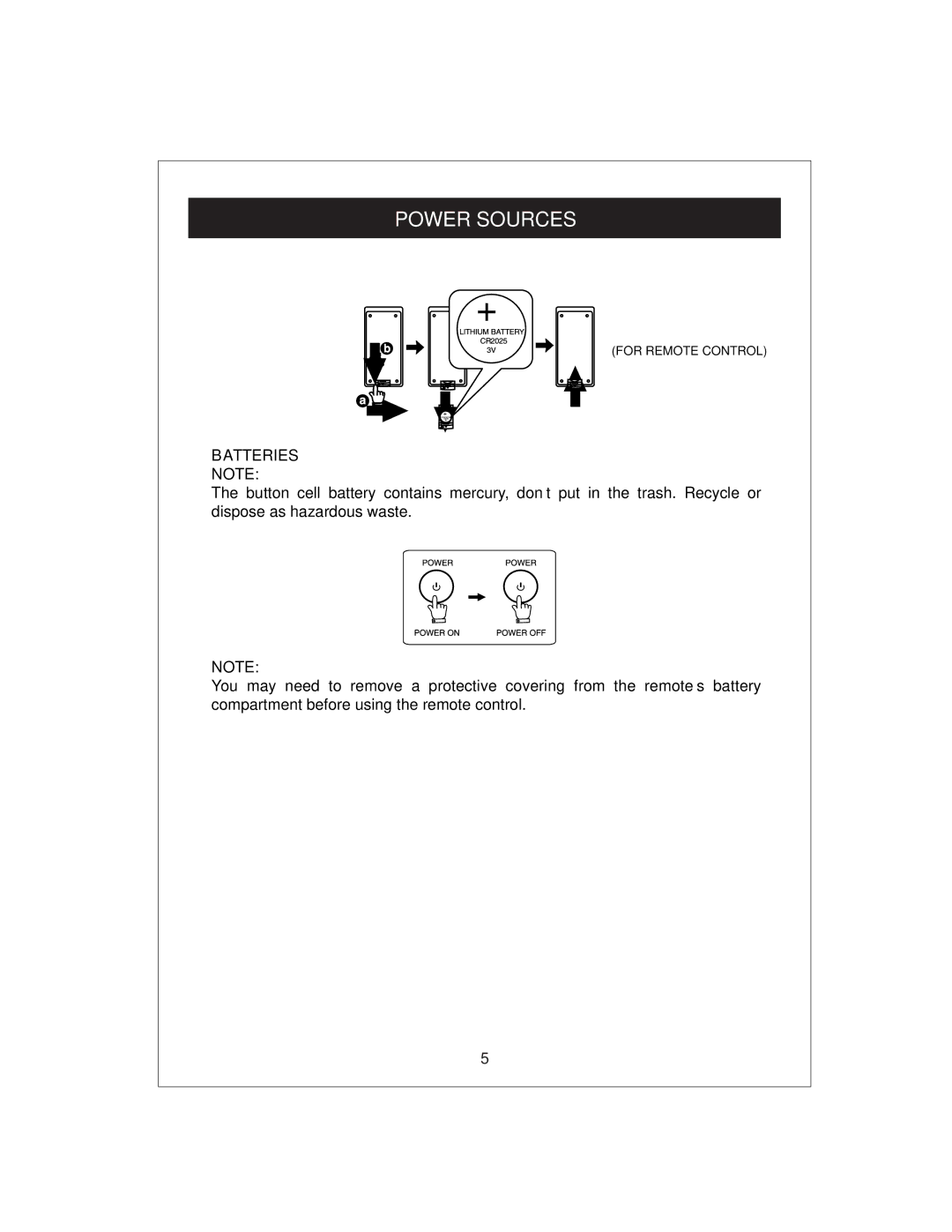 Curtis KCR2610 owner manual Power Sources, Batteries 