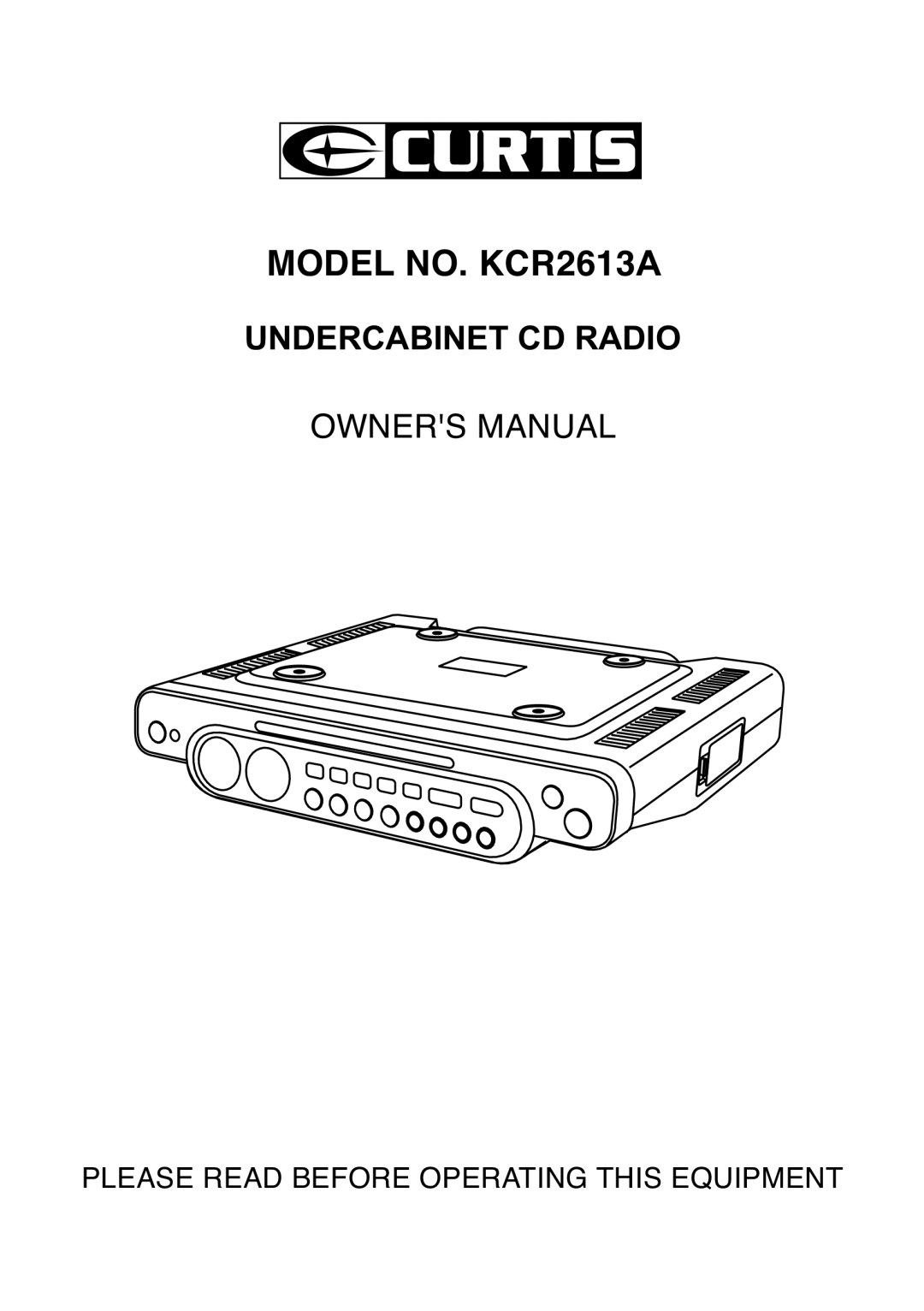 Curtis owner manual Model NO. KCR2613A 