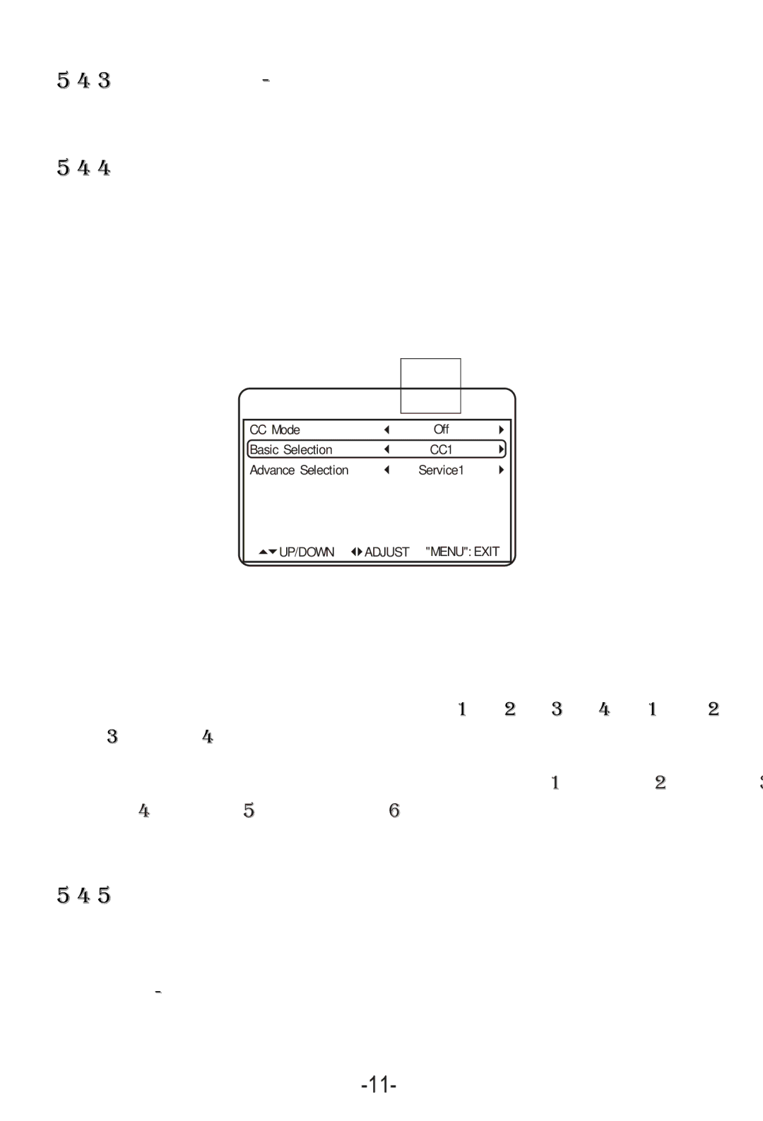 Curtis KCR2614A manual Color Auto-adjustment, Closed Caption Settings, Restore Settings 