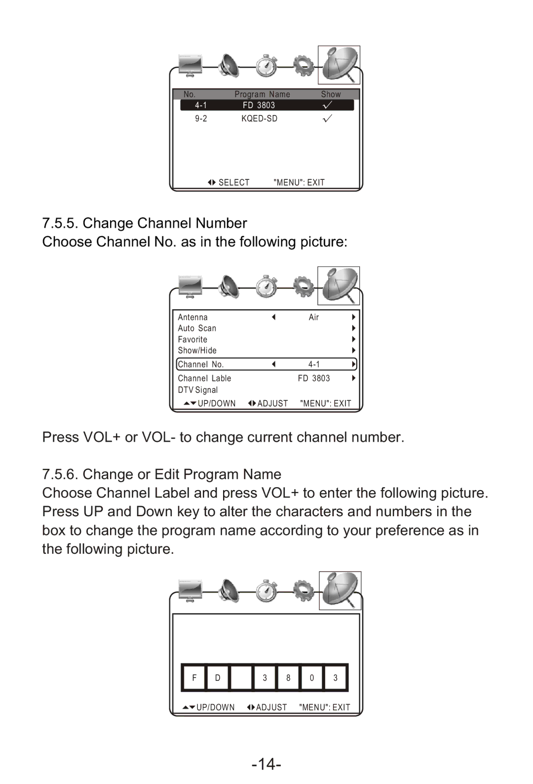 Curtis LCD1105A manual KQED-SD Select Menu Exit 