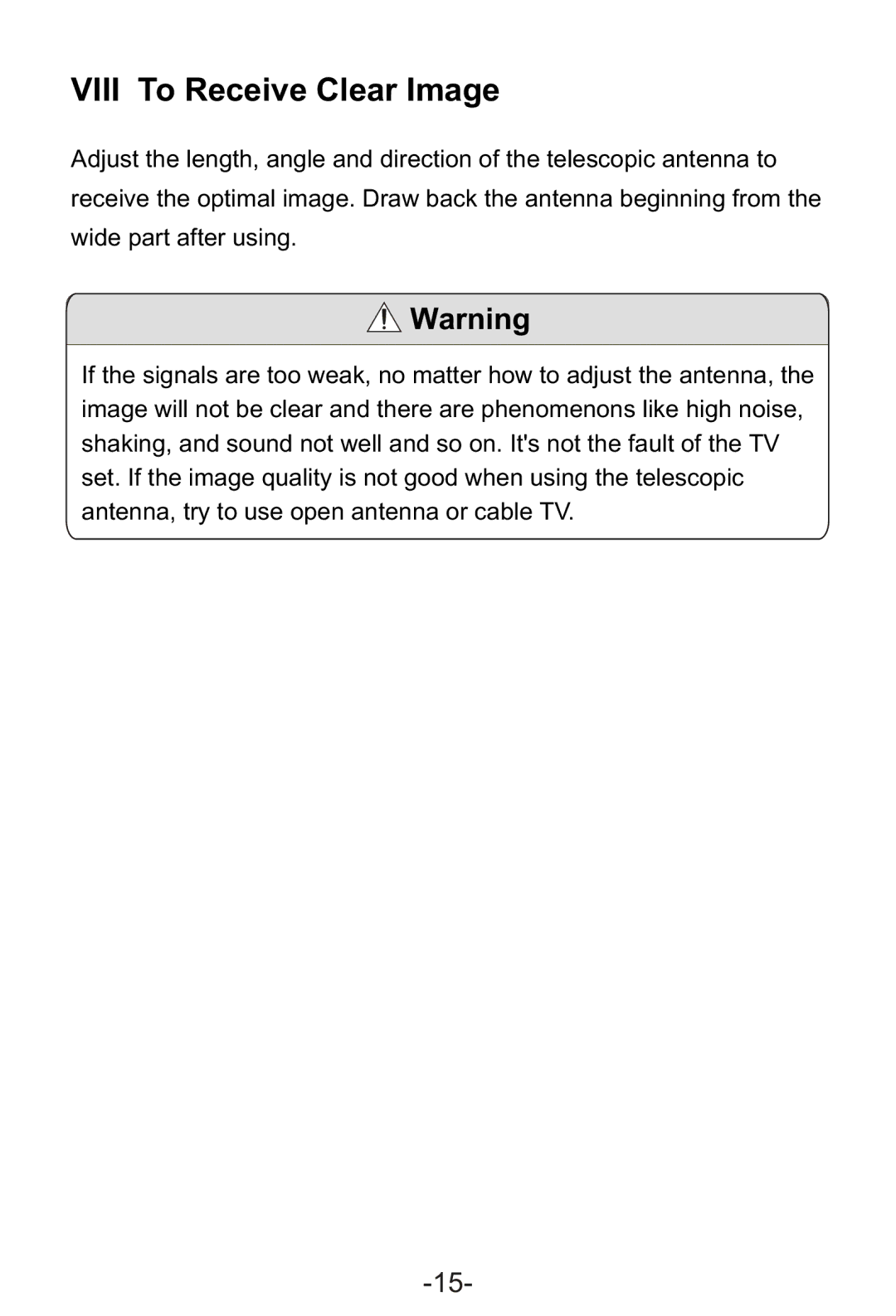 Curtis LCD1105A manual Viii To Receive Clear Image 