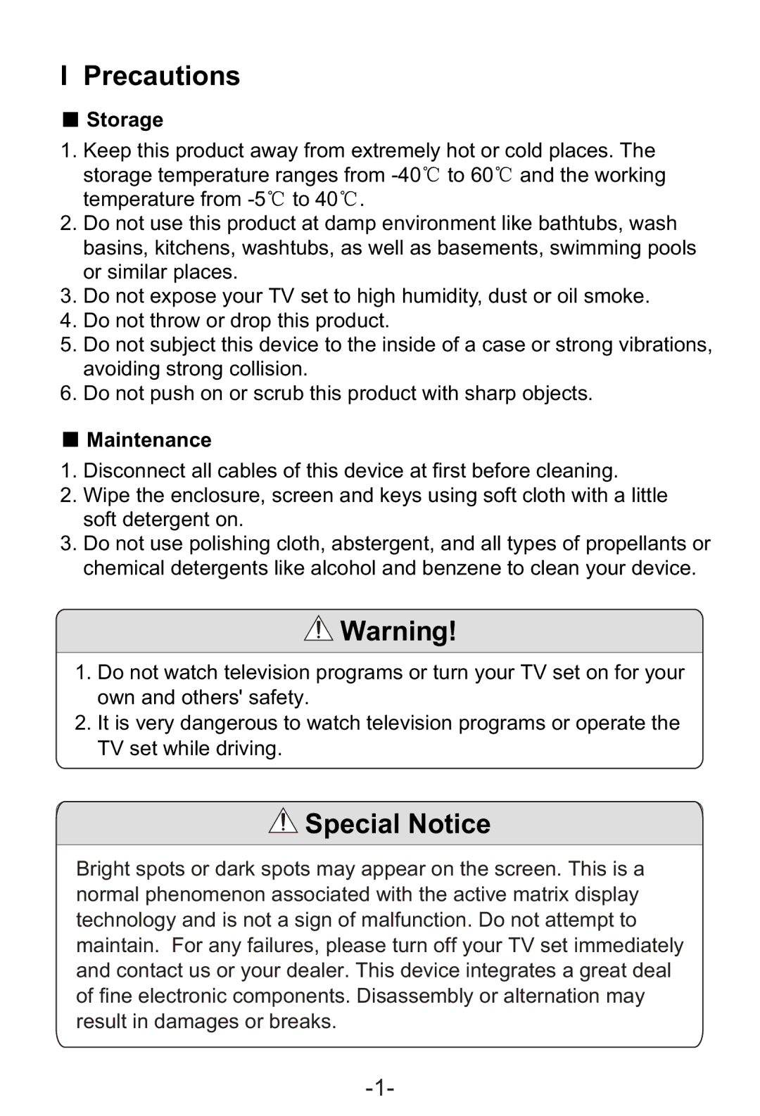 Curtis LCD1105A manual Precautions, Special Notice 