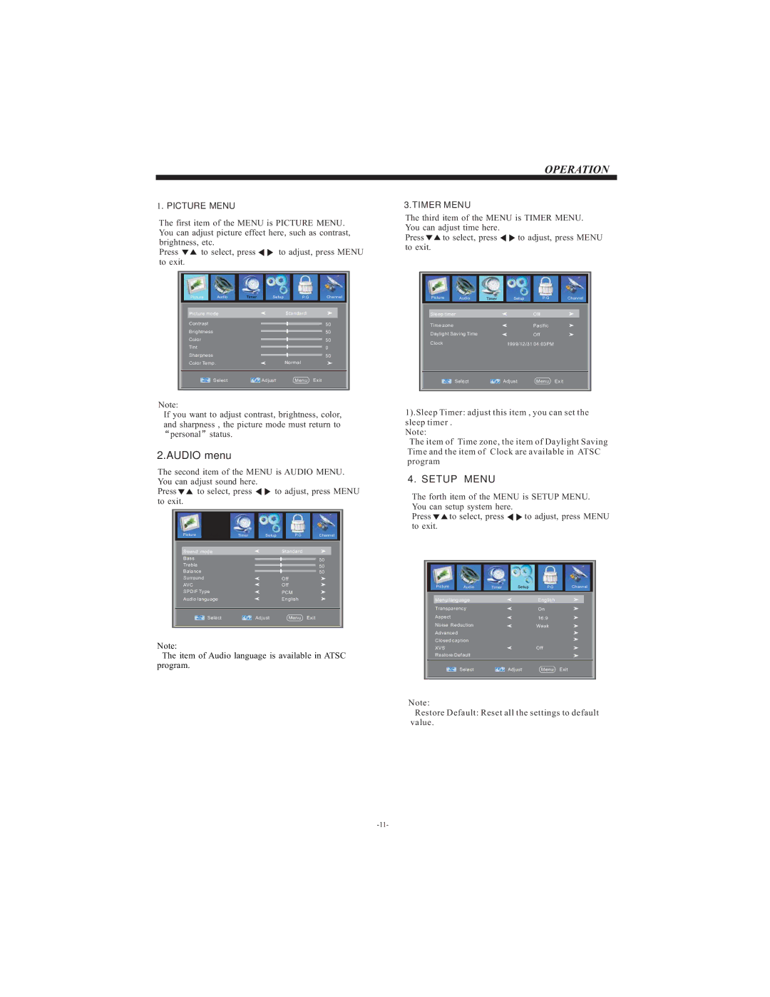 Curtis LCD1905A user manual Operation 