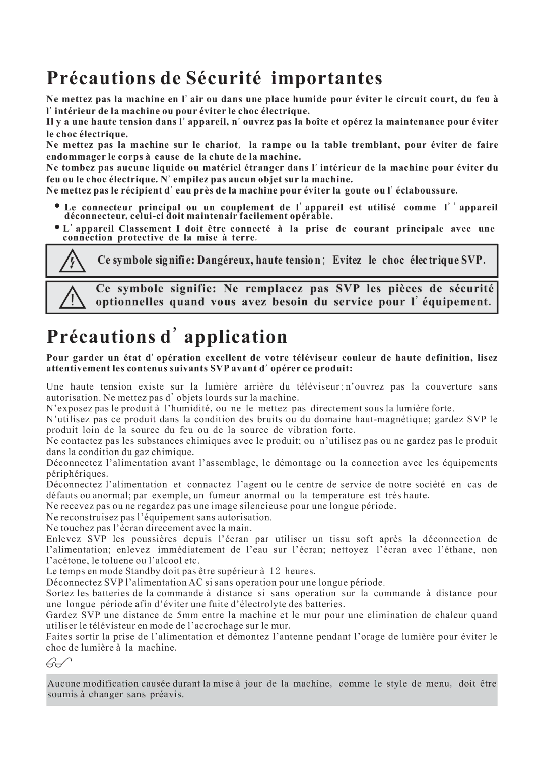 Curtis LCD1922 operating instructions Précautions de Sécurité importantes 